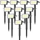 Solar Spot Lights Outdoor, [10 pack/118 LED] 4 Modes Auto On/Off Solar Landscape Spotlights, Ip67 Waterproof Solor Powered Pathway Lights for Outside Yard Garden Walkway Tree Patio (Cool White)