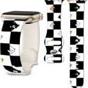 Band Compatible with iWatch Band 38/40/41mm for Women Men Sport Replacement Smartwatch Wrist Strap for iWatch Ultra2/1 SE Series 10 9 8 7 6 5 4 3 2 1 - Black White Checkered Cat