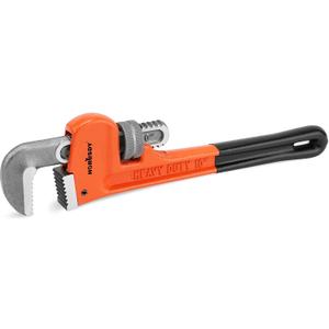 HORUSDY 10-Inch Heavy Duty Straight Pipe Wrench, Quick-Adjust Sturdy Plumbers Wrench with Soft Grip Handle, Straight Jaw Plumbing Tool for Pipe, Household Use, Vehicle Repair