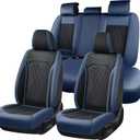 FLORICH Seat Covers Full Set Leather Cars Seat Cover Front and Rear 5 Seats Full Coverage Seat Cushion Protector Waterproof Automotive Interior Cover Universal Fit for Most Cars Trucks SUV, Black&Blue