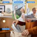 WSKEN Desk Fan Small Quiet - 180 Foldable Portable Fan with Battery Operated, 6 Inch Rechargeable Handheld Fan, 20H Max Cooling Time, 4-Speed, Travel Essential for Outdoor, Office, Gift, White