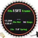 15FT Trampoline Mat Replacement-13.26ft Diameter Mat with 96 Rings- Fits 7.0" Springs,Spring & Frame not Included