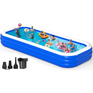 Extra Large Inflatable Swimming Pool for Adults - 180'' x 76'' x 22'' Extra Large Blow-Up Pool Oversized Thickened Family with Pump, 15FT Extra Long Inflatable Pools for Backyard, Easy Set Big Pool