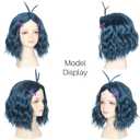2 x Miss U Hair Short Wavy Deep Blue Wig with Hairpins Center Part Kids Child Fun Anime Cosplay Wig