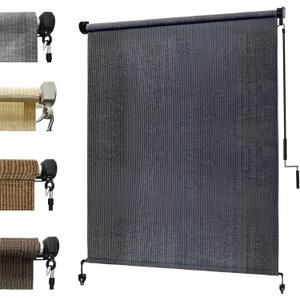 KANAGAWA 10'(W) x8'(H) Blue Grey Outdoor Roller Shade - Cordless Exterior Roll Up Sun Shade for Patio, Pergola, Front Porch, Gazebo - Outdoor Blinds Screens for Patio