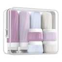 Travel Size Toiletries 8 Pack, TSA Approved 3oz/1oz Silicone Refillable Containers with Clear Travel Bag (Lavender)