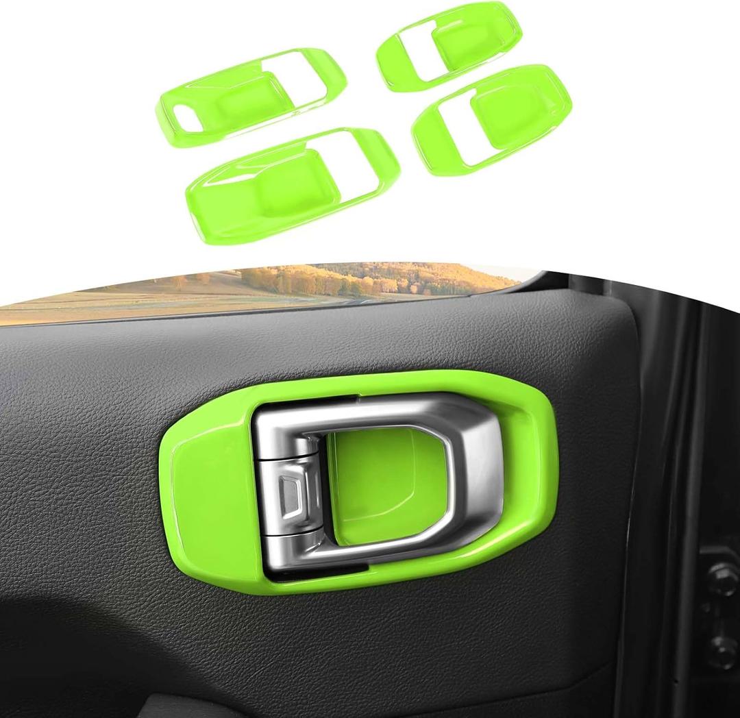 RT-TCZ for Jeep JL Inner Door Handle Bowl Cover Trim for Jeep Wrangler JL JLU Gladiator JT 2018-Present Green Interior Accessories 4Pcs