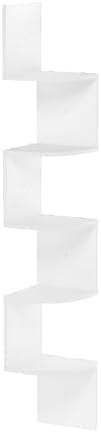 Furinno Rossi 5-Tier Wall Mount Floating Radial Corner Shelf, White