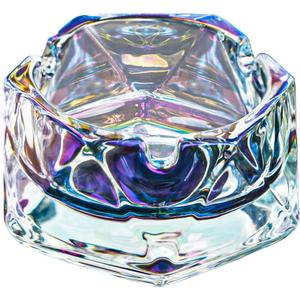 Glass Ashtray for Cigarettes, Tabletop Ashtray and Modern Decoration for Home Office Bar Restaurant Indoor Outdoor (Multicolored Small Size)