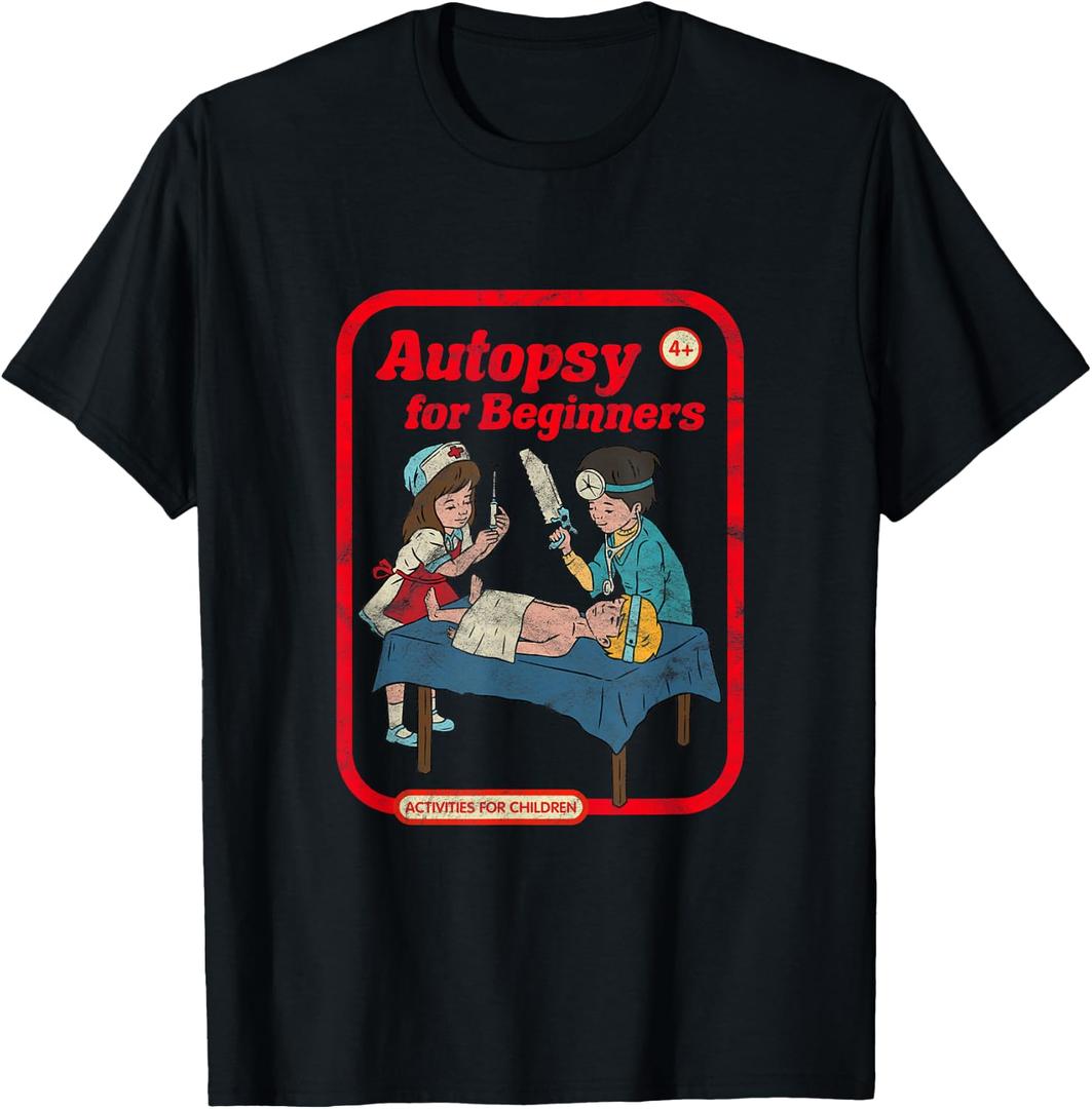 Autopsy for Beginners Vintage Childgame Horror Goth Punk T-Shirt, Men, Black, 3X-Large