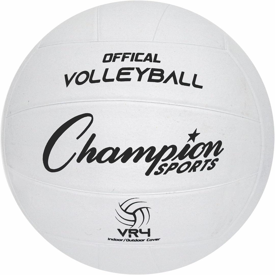 Champion Sports Rubber Volleyball, Official Size, for Indoor and Outdoor Use - Durable, Regulation Volleyballs for Beginners, Competitive, Recreational Play - Premium Volleyball - White, VR4, 1 Set