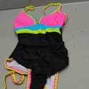 popvil One Piece Swimsuit 2025 Tummy Control Women Bathing Suit Shapewear Swimsuits Slimming Neon Cute Tie Back Swimwear (Small, Black6)