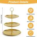 2Pcs 3 Tier Stainless Steel Cupcake Stand Gold Metal Serving Tray Cake Holder Stand Cupcake Display Tower for Holiday Dessert Table Decorations Party Wedding