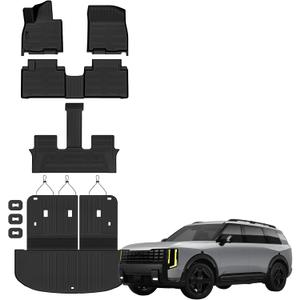 AUXKO Floor Mats Cargo Mat Backrest Mat for 2027 Kia Telluride Hybrid | High Wall,All-Weather,All Season,Odorless,Anti Slip,Rain&Salt Resistant,TPE Material,Black,Accessories,Pet Friendly