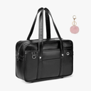 Japanese School Shoulder Bag Tote Faux Leather Kawaii Cute Bookbag Satchel Anime Cosplay Student with Pink Pompom