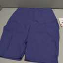 Motherhood Maternity Women's Over The Belly Ribbed Biker Pregnancy Workout Shorts, Skipper Blue, Medium