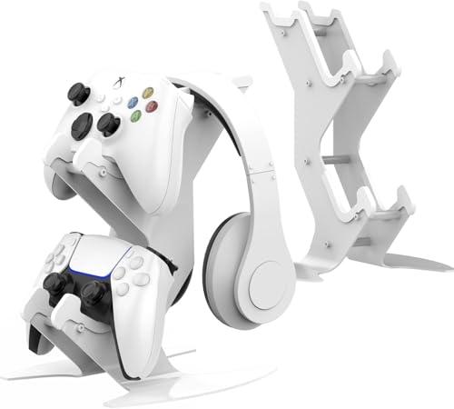 DOYO Controller Holder Stand, Universal Metal Material Game Controller Headset Stand Controller Accessories for Gamepad of PS5 / Xbox / PS4 / Switch (White)