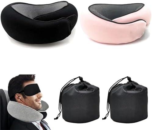 Travel Pillow,Travel Neck Pillow,Travel Pillows for Airplanes,Memory Foam Travel Pillow Neck Pillow for Traveling Suitable for Airplanes,Offices and Cars （Black）