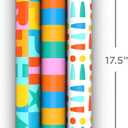 Hallmark Birthday Wrapping Paper Mini Rolls, 3-Pack (Rainbow Block Letters, Stripes, Exclamation Points) for Birthdays, Graduations, Celebrations, Any Occasion - 45 Sq. Ft. Total