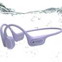 Full-Coverage Liquid Silicone Swimming Headphones, IP68 Waterproof Underwater Headphones, Bluetooth 6.0&MP3 with 32GB Memory Card, Soft/Skin-Comfortable Open Ear Bone Conduction Swim Earbuds(Purple)