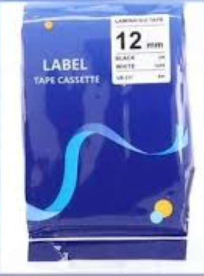 Label Tape 12mm Laminated Tape White With Black Ink