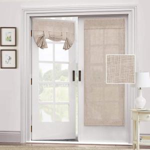 H.VERSAILTEX Natural Linen Semi Sheer French Door Curtains Light Filtering Privacy Boho Window Drapes 2 Panels Self Adhesive Door Blinds Tie Up Shade for Bedroom Living Room,68" Lx26 W,Angora
