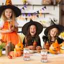 Whaline 2 Pack Halloween Drinking Glasses 16oz Scary Pumpkin Glass Cup Orange Pink Iced Coffee Cup with Lid Straw for Fall Halloween Cocktail Whiskey Beer Soda