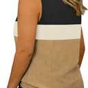 DOLNINE Plus Size Tank Tops for Women Summer Sleeveless Color Block Shirts Casual Fashion Ribbed Knit Blouses Loose Fit Tunic (XXL)
