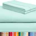 LuxClub 4 PC Sheet Set Bed Sheets Deep Pockets 16" Eco Friendly Wrinkle Free Cooling Machine Washable Hotel Bedding Silky Soft - Aquamarine California King