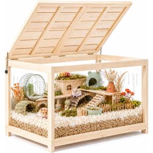 Wooden Hamster Cage with Open Top, Large Hamster Enclosure 31.4"