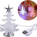 Angoily 3pcs Led Night Light Christmas Tree Acrylic Desk Tree Lamp RGB Home Decorative Night Lamp for Boys and Girls Bedroom Office