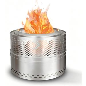 Smokeless Fire Pits for Outside, 20''Portable FirePits for Camping, Outdoor Stainless Steel FirePit with Carry Bag, Wood Burning StoveSliver