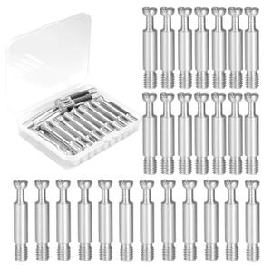 26Pcs 35mm Furniture Connecting Fittings, Galvanized Iron Thread Bolts Dowels Screws, 6mm Thread Dia Metal Dowel Fittings Fasteners for Cabinet Drawer Dresser and Wardrobe Panel Connecting, Silver