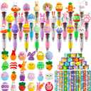 72 PCS Easter Classroom Gift Set with 24 Multi-Color Cute Pens and Mochi Squishy,Bulk Easter Day Gifts for Classroom Prizes Goodie Bag Stuffers Party Favors Supplies.