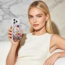DOMAVER for iPhone 17 Pro Max Case Cute, Magnetic Phone Cases for iPhone 17 ProMax [Compatible with MagSafe] Slim Fit Flowers Floral Design Shockproof Protective Cover Women Girls - Marble Flowers