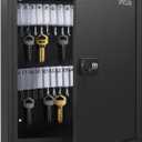 Uniclife 60 Position Slotted Key Cabinet with Combination Lock Resettable Black Digital Security Storage Box Steel Key Organizer with Slotted Racks White Key Tag Labels and Permanent Pen