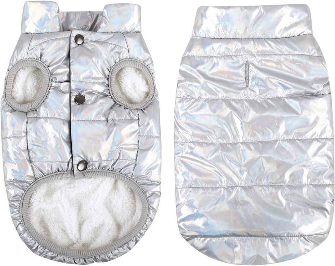 ASENKU Dog Winter Coat - Waterproof Windproof Dog Jacket, Warm Snowproof Doggie Puffer Vest for Cold Weather, Lightweight Snow Coats for Small Medium Large Dogs (Silver, XL)