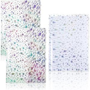 2 Pcs White A6 Jelly Cover for Week Planner Transparent Planner Glitter Star Clear Cover for Journal and Notebooks (A6 (5.83 x 4.13 inches))