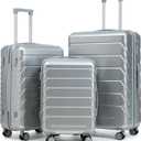 Hardshell Luggage, Lightweight Suitcase with Spinner Wheels, Silver