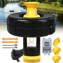 Pond Fountain Aerator, 1HP 110V 750W 15000 GPH PowerfuI Floating Fountain Pump, Unpack and Deploy, with 100FT Power Cord, Timer, Aerating Fountain for Large Ponds Lakes Jet System (Plastic)