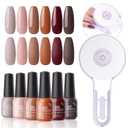 Gellen Brown Gel Nail Polish Kit with U V Nail Light - 6 Colors Brown Gel Polish Set with 36W Nail Lamp, Fall Gel Nail Polish Set Starter Kit Soak of Nail Gel Kit Manicure Set
