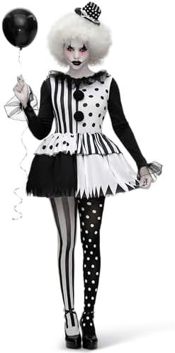 Spooktacular Creations Halloween Killer Clown Costume, Black and White Clown Outfit, Halloween Costumes for Women Adult 2025, L