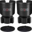 Upgraded Car Cup Holder Expander Adapter with Offset Adjustable Base, Compatible with Yeti 14/24/36/46oz Ramblers, Hydro Flasks 32/40oz, Other Large Bottles Mugs in 3.5"-4.0", 2 Pack (Black)