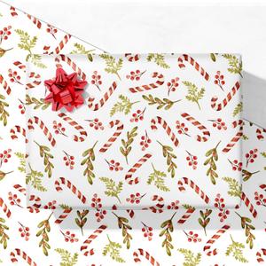 GIOLNIAY Green Christmas Wrapping Paper for Kids Adults  Holiday Gift Wrap Candy Cane with Greenery and Berries on White  4 Jumbo Sheets, 28" x 40" Each (31 sq. ft ttl), Easy to Store, Pack of 2