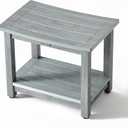 Heavy Duty Shower Bench for Inside Shower Waterproof, Large HDPS Bath Stool for Shaving Legs, Gray Poly Lumber Foot Stool, Plastic Bathroom Bench Seat with Storage Shelf, Outdoor/Indoor Use (L (21.3*14*17.3''), Grey)