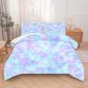 kxry Blue and Purple Galaxy Gradient Glitter Color Comforter Sets Queen Size Tie Dye Ombre Glitter Bedding Sets Rainbow Bedding Quilt for Kids Teen Girls 1 Comforter+ 2 Pillowcases