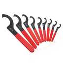 Yunnergo 9Pcs C-Shape Carbon Steel Spanner Wrench Set Adjustable Shock Wrench Hook Tool for Most Car and Motorcycle Shock Adjustment (Red)