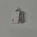 Power Strip Extension Cord - 6 Outlets and 4 USB (2 USB C), 5Ft Braided Cord with Ultra Thin Flat Plug, Wall Mount, Overload Protection, Compact for Travel, Cruise Ship, and Dorm Room Essentials (5 FT, White)