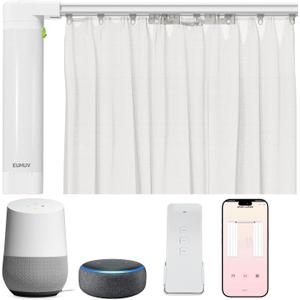 Smart Curtains System, Electric Curtain Track with Automated Rail, Motorized Curtain Rod with Remote Control, Works with Alexa Google Home Tuya App, Voice Control, for Home Bedroom (126 Inches)