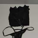 OYOANGLE Women's Plus Size Lace Sheer Chemise Nightgown and Thongs 2 Piece Lace Babydoll Lingerie Set (X-Large Plus, Black)